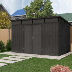 Abri de jardin en bois composite 19,2mm anthracite 7,71m² GORDON skylight - Woodlife Garden