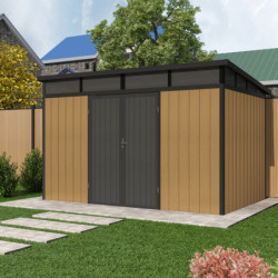 Abri de jardin en bois composite 19,2mm aspect bois 7,71m² GORDON skylight - Woodlife Garden