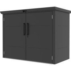 Abri 2 poubelles en acier galvanisé Kosto monopente gris foncé + kit d'ancrage - X-Métal