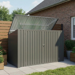 Coffre de rangement multifonctions 3150L - 3 poubelles en acier galvanisé - X-METAL