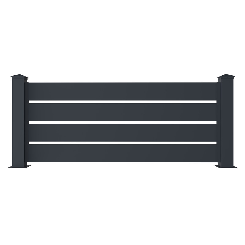 Clôture ajourée en aluminium SPACE  - 190xH80cm - 2 poteaux - X-Metal