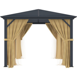 Rideaux pour pergola 300x395cm en alu anthracite et polycarbonate X-METAL