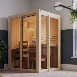 Sauna traditionnel d'intérieur Irava 1 - 1 à 2 places - 68mm - poêle Easy Bio 3,6KW KARIBU
