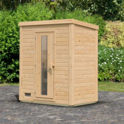 Sauna d’extérieur en bois brut Hytti 0 - 2 places - 38mm - poêle Easy Bio 9000W - KARIBU