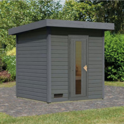 Sauna d’extérieur en bois gris terre Hytti 2 - 4 places - KARIBU