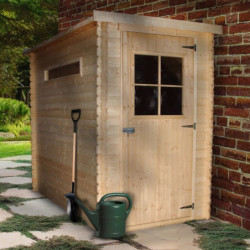 Abri de jardin en bois brut 19mm - 130x235cm - avec plancher - Timbela