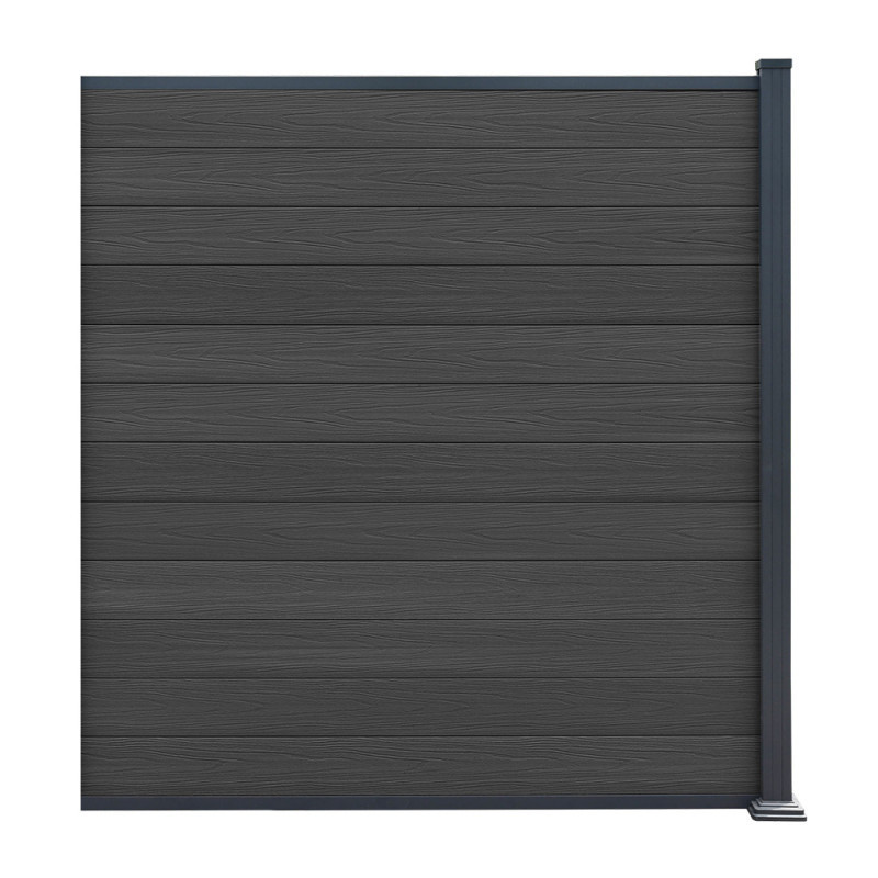 Kit d'extension pour clôture en bois composite premium 180xH.190cm avec décor alu Linea - coloris gris anthracite - Compolife