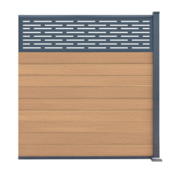 Kit d'extension pour clôture en bois composite premium 180xH.190cm avec décor alu Linea - coloris bois vieilli - Compolife