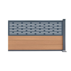 Kit d'extension pour clôture en bois composite premium 180xH.95cm avec décor alu Linea - coloris bois vieilli - Compolife