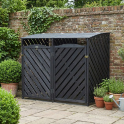 Cache-poubelles double en bois FSC 149x92x122cm - Arbour