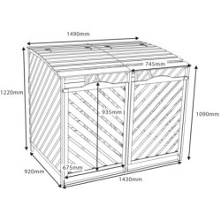 Cache-poubelles double en bois FSC 149*92*122cm - Arbour