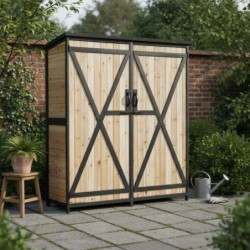 Armoire de jardin en bois FSC thermo-traité double porte 140x50x162cm - Arbour