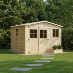 Abri de jardin en panneaux 17mm - 303x297cm - avec plancher - Timbela