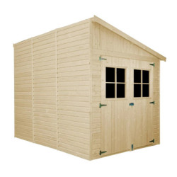 Abri de jardin adossé 6m² en bois brut 17mm - avec paroi - sans plancher - Timbela