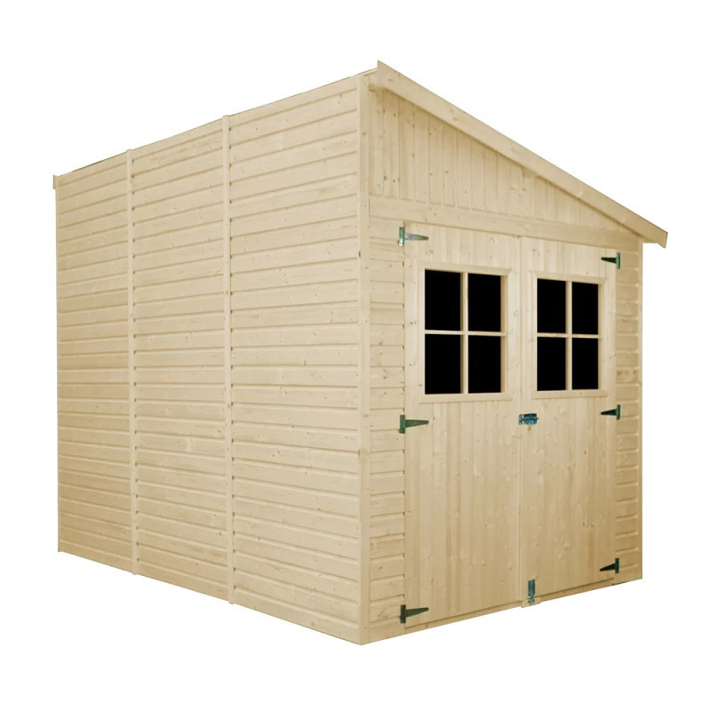 Abri de jardin adossé 6m² en bois brut 17mm - avec paroi - sans plancher - Timbela