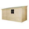 Abri de jardin adossé 8m² en panneaux 17mm - avec paroi - sans plancher - Timbela