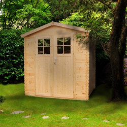 Abri de jardin double pente 4m² en madriers 19mm - porte 34mm - avec plancher - Timbela