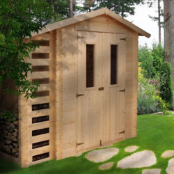 Abri de jardin 5m² avec bûcher - madriers 19mm - sans plancher - Timbela