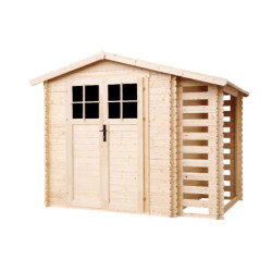 Abri de jardin 5m² avec bûcher - madriers 19mm - porte 34mm - sans plancher - Timbela