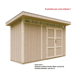 Abri de jardin 4m² en bois brut avec peinture Cavern Steel - panneaux LP® SmartSide® - double porte - Timbela