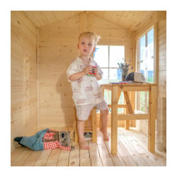 Cabane 176x235cm en bois brut - madriers de 19mm - Timbela