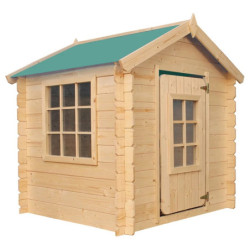 Cabane 105x105cm en bois brut - madriers de 13mm - toit vert - sans plancher - Timbela