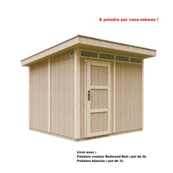 Abri de jardin 6m² en bois brut avec peinture Redwood Red - panneaux LP® SmartSide® - Timbela