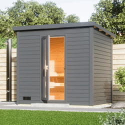 Sauna d’extérieur en bois gris terre Hytti 3 - 5 places 38mm KARIBU