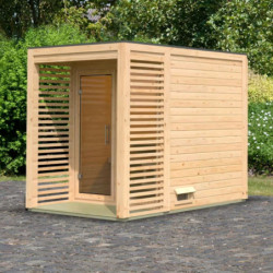 Sauna d’extérieur en bois brut Angkor 1 - poêle 9KW ctrl externe - KARIBU