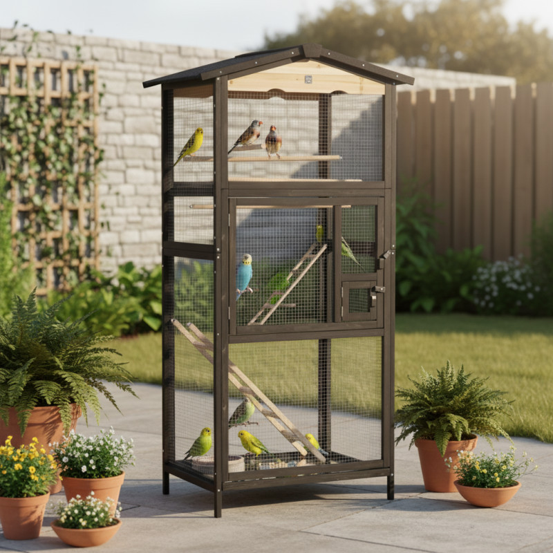 Volière en bois 89*65*176cm - Shelty Pet