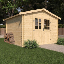 Abri de jardin en bois massif 8,8m² VALLO – madriers 28mm – 1 fenêtre - Cerland