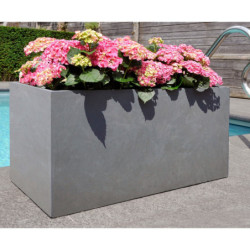 Jardinière en fibre de terre 80x40xH.40cm gris ciment