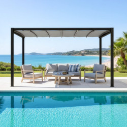 Pergola autoportante à toile rétractable motorisée en aluminium anthracite 3x4m - X-METAL