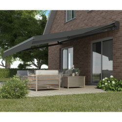 Store banne motorisé 350x250cm DECO toile polyester grise - X-METAL