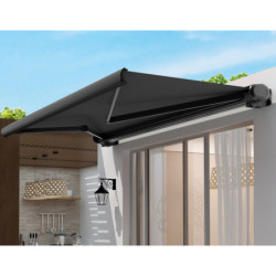 Store banne motorisé 400x300cm LUXO toile polyester grise - X-METAL