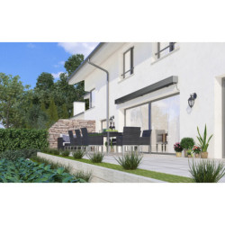 Store banne motorisé 400x350cm LEDY anthracite toile polyester anthracite - X-METAL