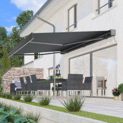 Store banne motorisé 500x300cm LEDY anthracite toile polyester anthracite - X-METAL