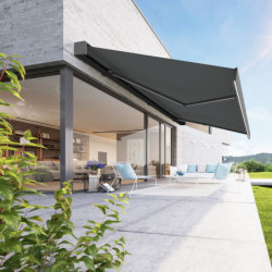 Store banne motorisé 500x300cm LEDY anthracite toile polyester anthracite - X-METAL