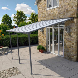 Pergola adossée ajustable anthracite - toit de terrasse en alu 400x434cm X-METAL