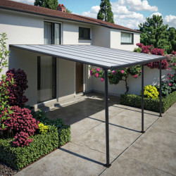 Pergola adossée ajustable - toit de terrasse en alu 400x495cm - X-METAL