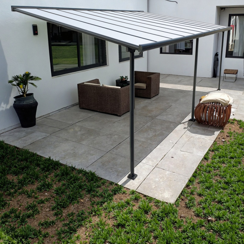 Pergola adossée ajustable - toit de terrasse en alu 400x618cm X-METAL