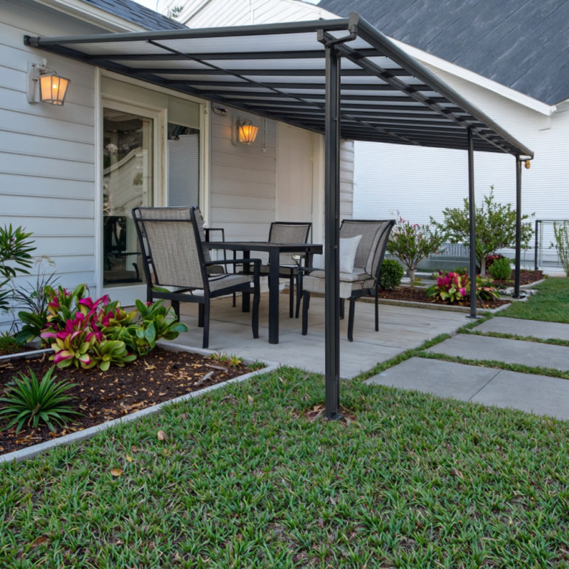 Pergola adossée ajustable - toit de terrasse en alu anthracite 400x801cm - X-METAL