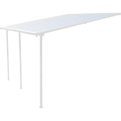 Pergola adossée ajustable - toit de terrasse en alu laqué blanc 400x434cm X-METAL