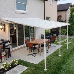 Pergola adossée ajustable - toit de terrasse en alu laqué blanc 400x495cm X-METAL