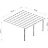 Pergola adossée ajustable en aluminium blanc - profondeur 400cm x longueur 618cm - X-METAL