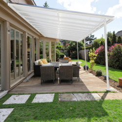 Pergola adossée ajustable - toit de terrasse en alu blanc 400x801cm - X-METAL