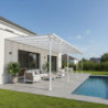 Pergola adossée ajustable en aluminium blanc - profondeur 400cm x longueur 985cm - X-METAL