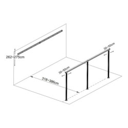 Pergola adossée ajustable en aluminium blanc - profondeur 400cm x longueur 985cm - X-METAL