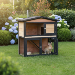 Clapier d'extérieur en bois FSC thermo-traité 101x55x100cm - Shelty Pet