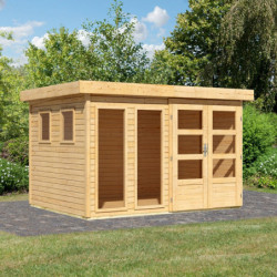 Abri de jardin toit plat 7,43m² en bois brut 19mm - Lahar 5 - Karibu